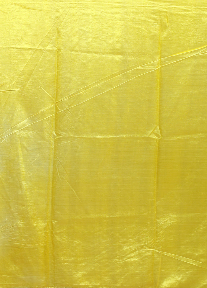 Yellow Handloom Tussar Pure Silk Saree With Blouse Piece