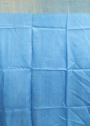 Blue Tussar Silk Saree With Blouse Piece