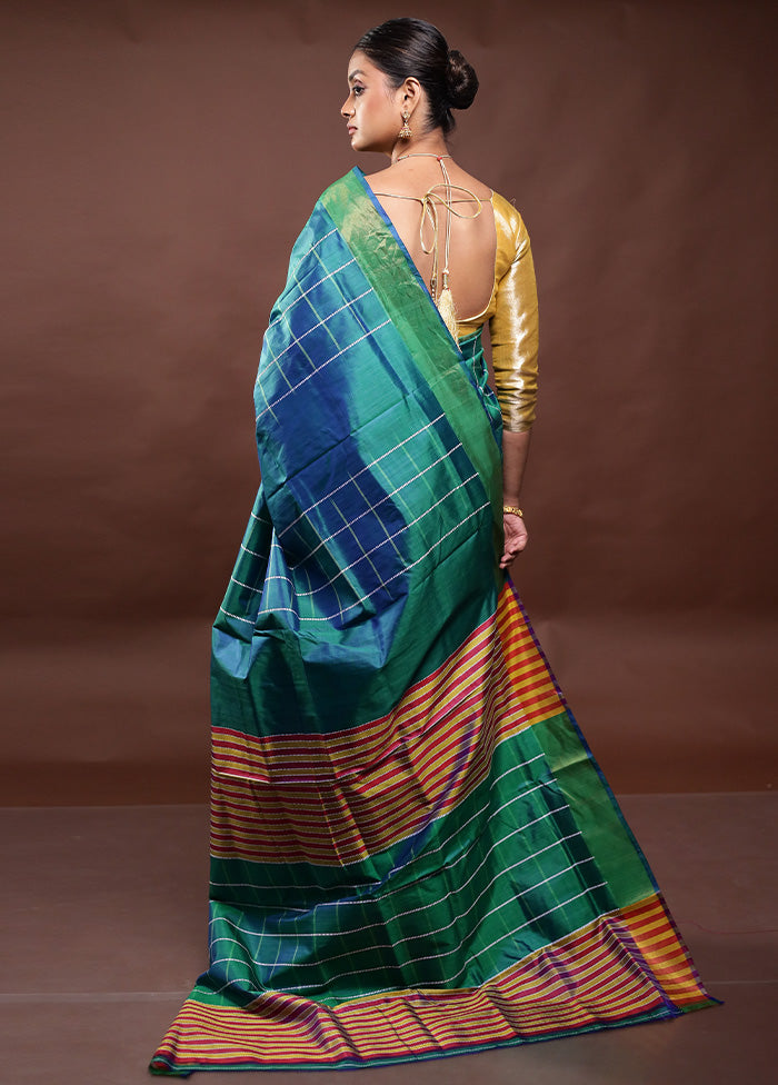 Green Kalakshetra Kanjivaram Silk Saree With Blouse Piece