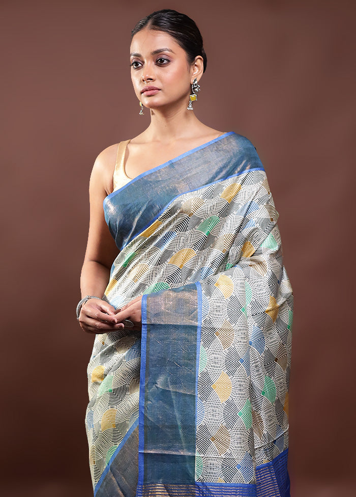 Multicolor Tussar Silk Saree With Blouse Piece