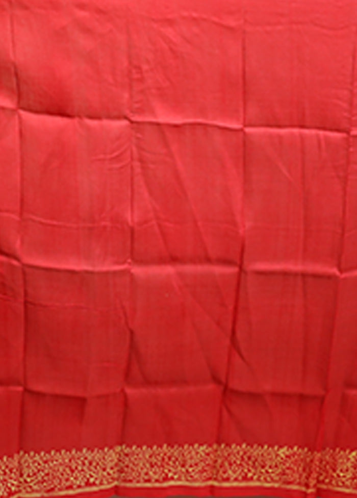 Cream Printed Pure Silk Saree Without Blouse Piece