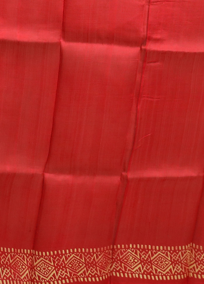 Cream Printed Pure Silk Saree Without Blouse Piece