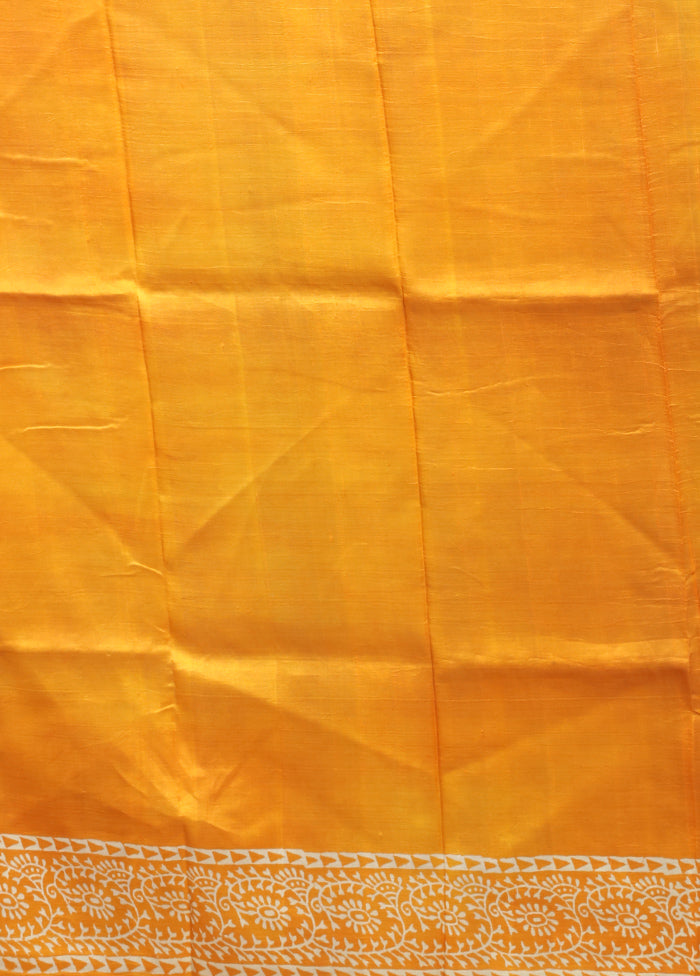 Blue Printed Pure Silk Saree Without Blouse Piece