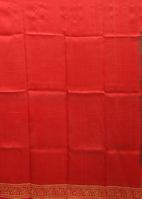 Green Printed Pure Silk Saree Without Blouse Piece