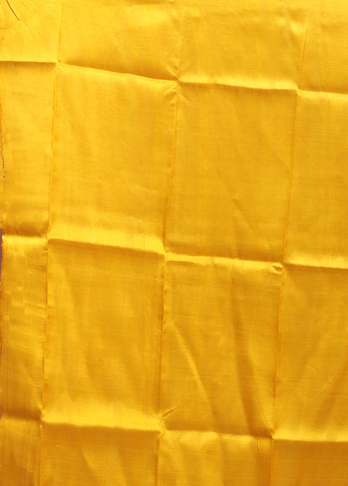 Yellow Printed Pure Silk Saree Without Blouse Piece