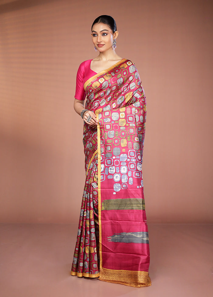 Multicolor Printed Pure Silk Saree Without Blouse Piece