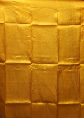 Yellow Printed Pure Silk Saree Without Blouse Piece