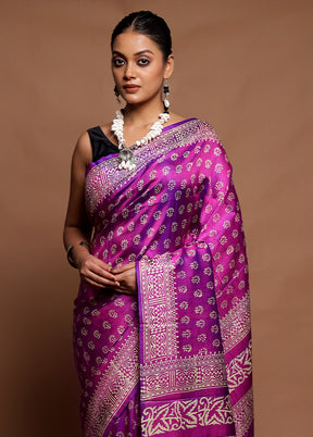 Purple Pure Bishnupuri Silk Saree Without Blouse Piece