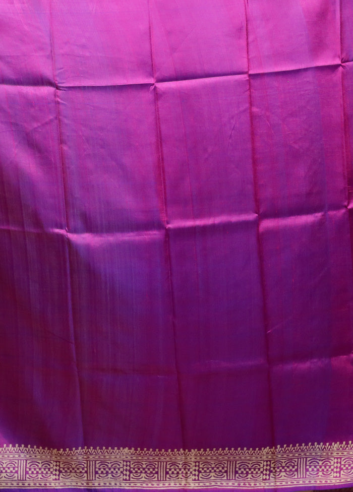 Purple Pure Bishnupuri Silk Saree Without Blouse Piece