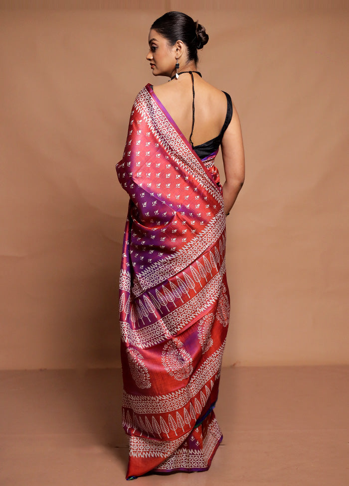 Purple Pure Bishnupuri Silk Saree Without Blouse Piece