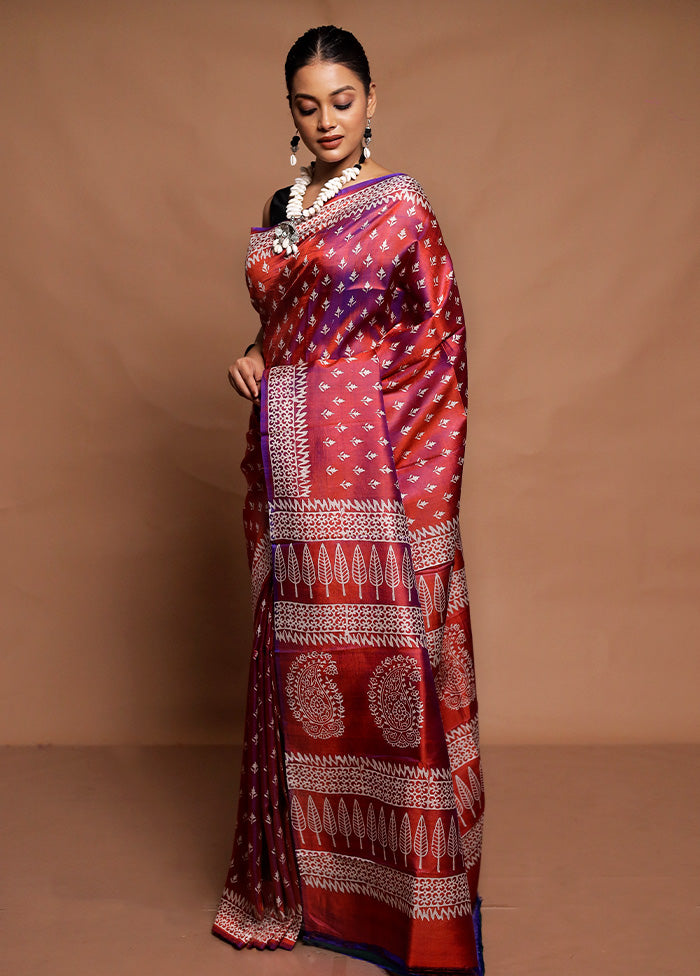 Purple Pure Bishnupuri Silk Saree Without Blouse Piece