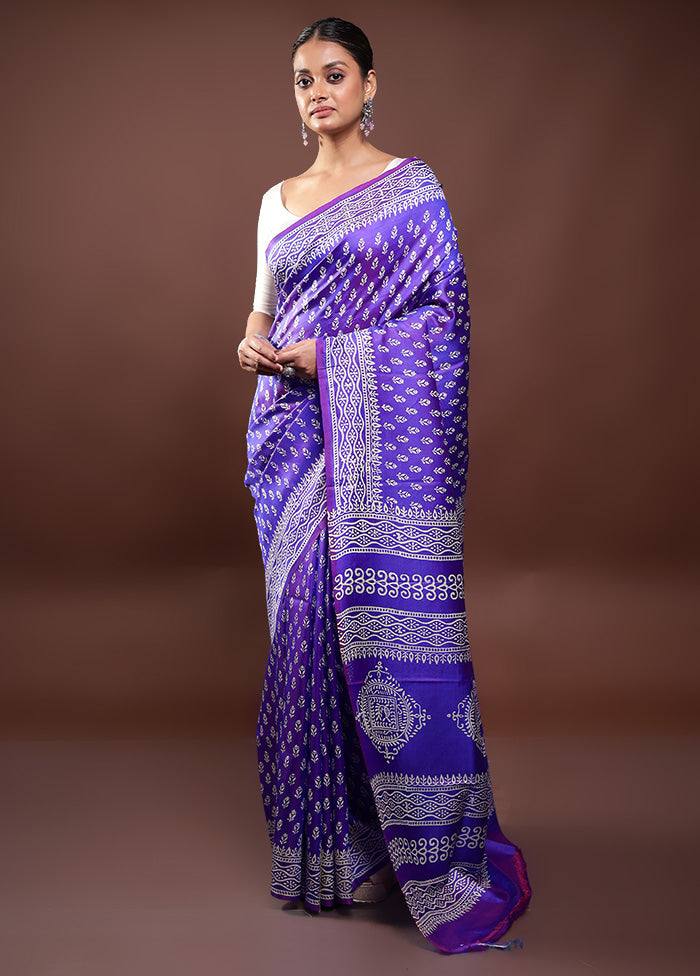 Blue Pure Bishnupuri Silk Saree Without Blouse Piece