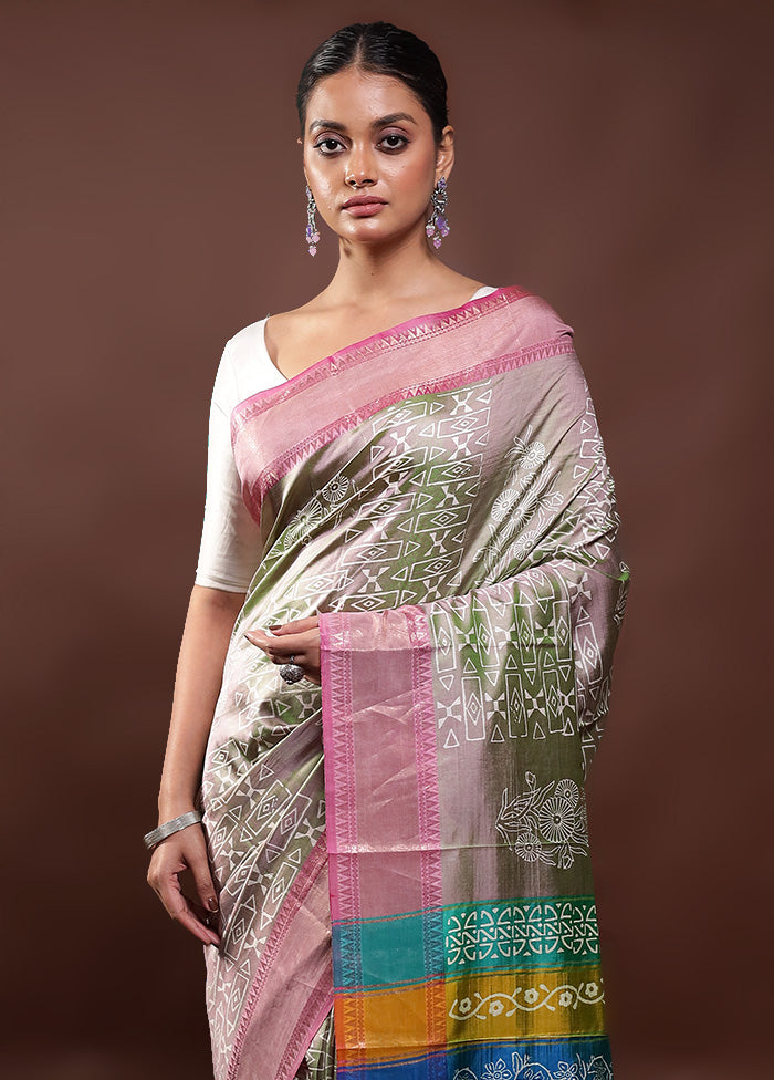 Green Pure Bishnupuri Silk Saree Without Blouse Piece