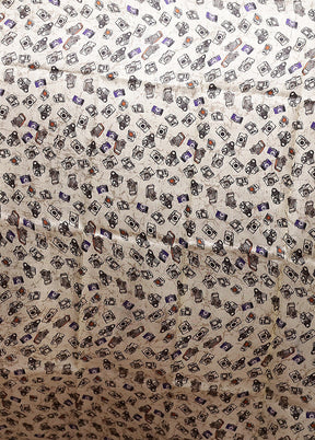 Cream Printed Pure Silk Saree Without Blouse Piece