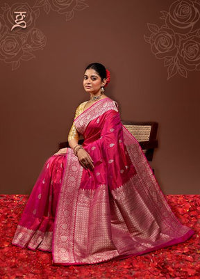 Pink Handloom Katan Pure Silk Saree With Blouse Piece