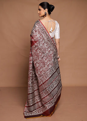 Maroon Pure Bishnupuri Silk Saree Without Blouse Piece