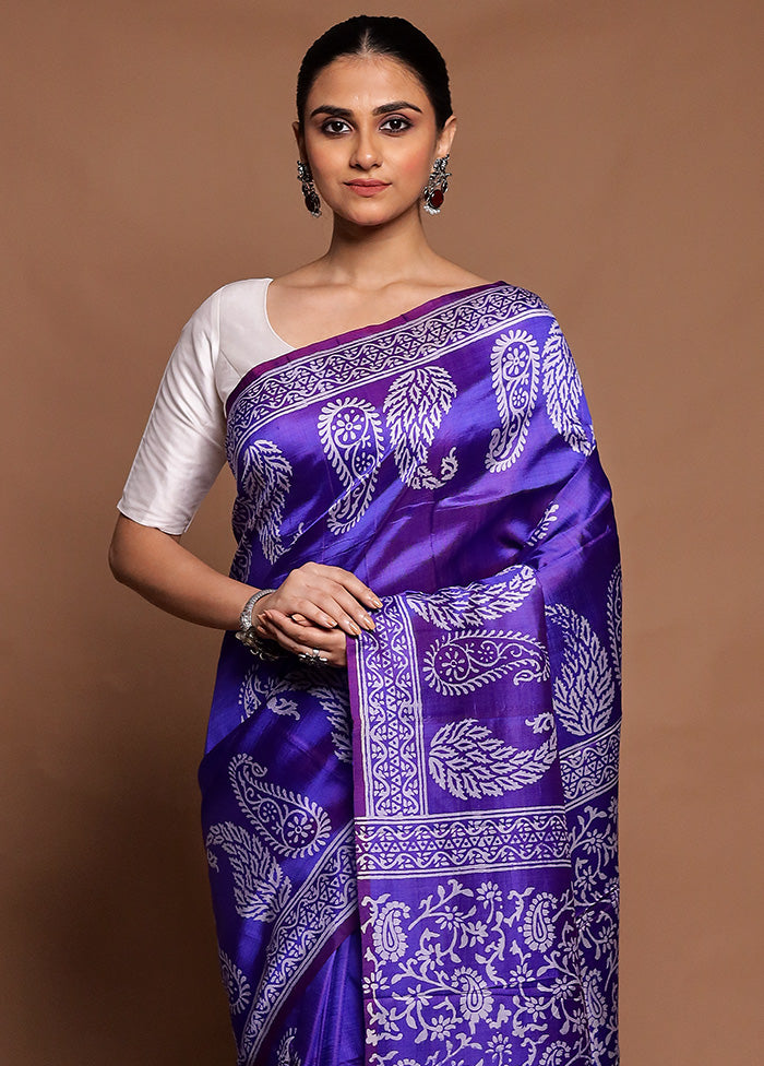 Purple Pure Bishnupuri Silk Saree Without Blouse Piece