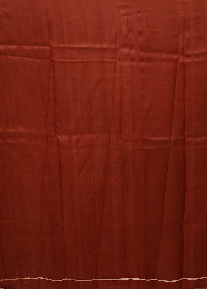 Maroon Printed Pure Silk Saree Without Blouse Piece