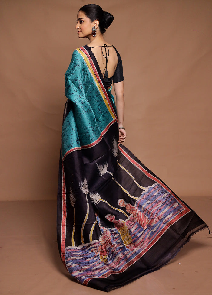 Green Printed Pure Silk Saree Without Blouse Piece