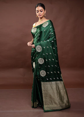 Green Dupion Silk Saree With Blouse Piece