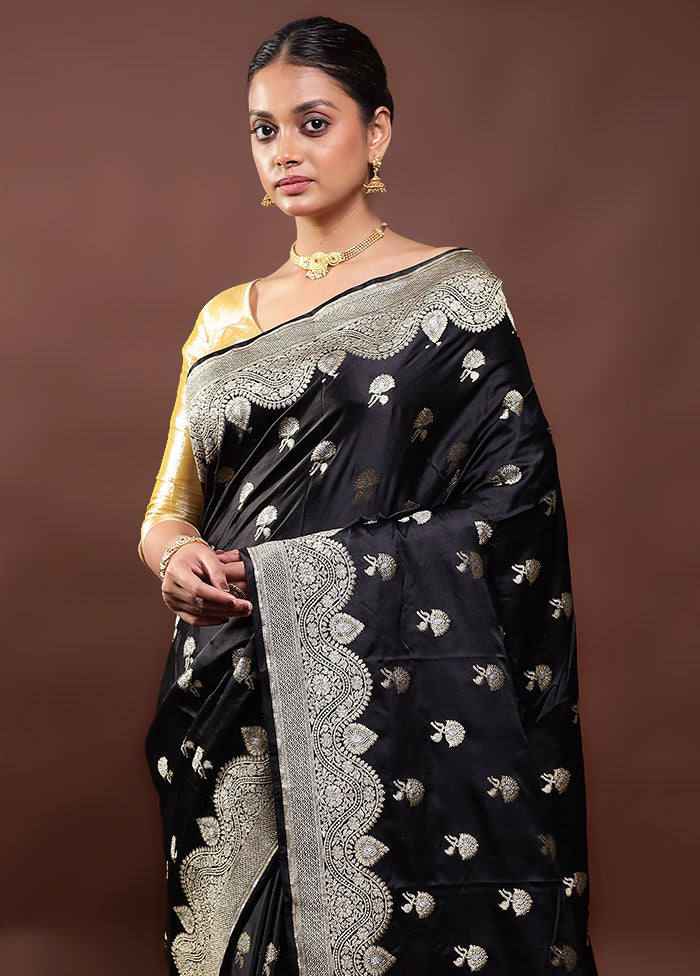 Black Dupion Silk Saree With Blouse Piece