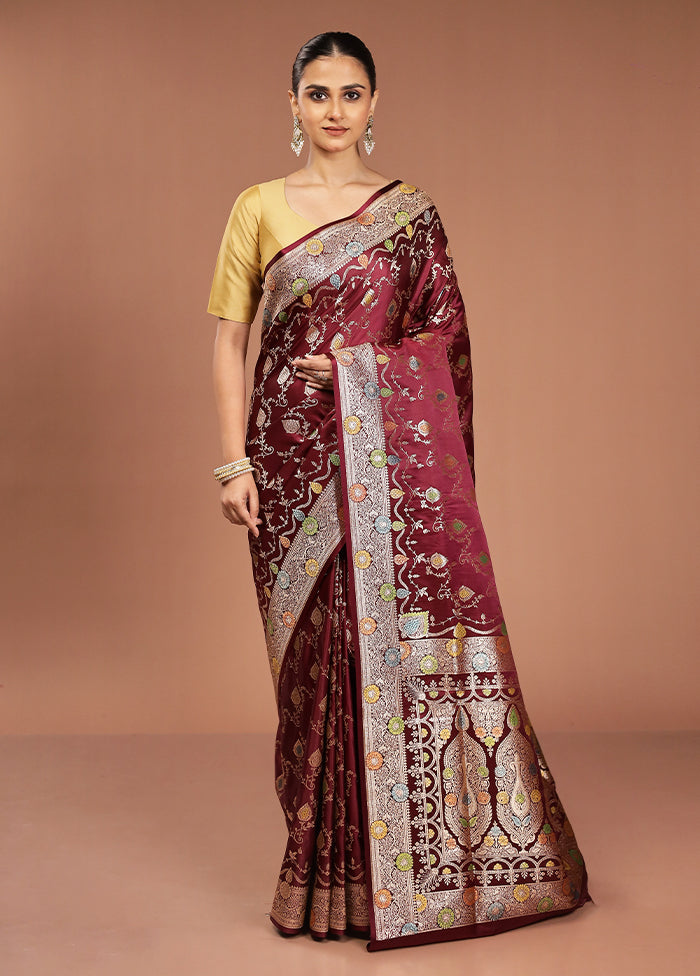 Purple Banarasi Silk Saree With Blouse Piece