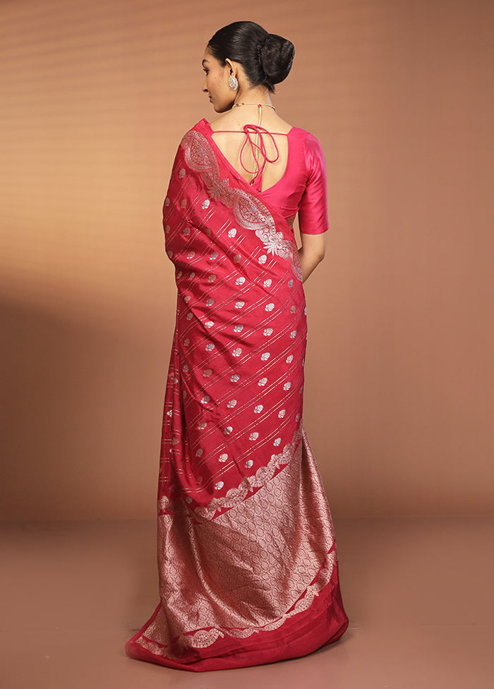 Pink Dupion Silk Saree With Blouse Piece
