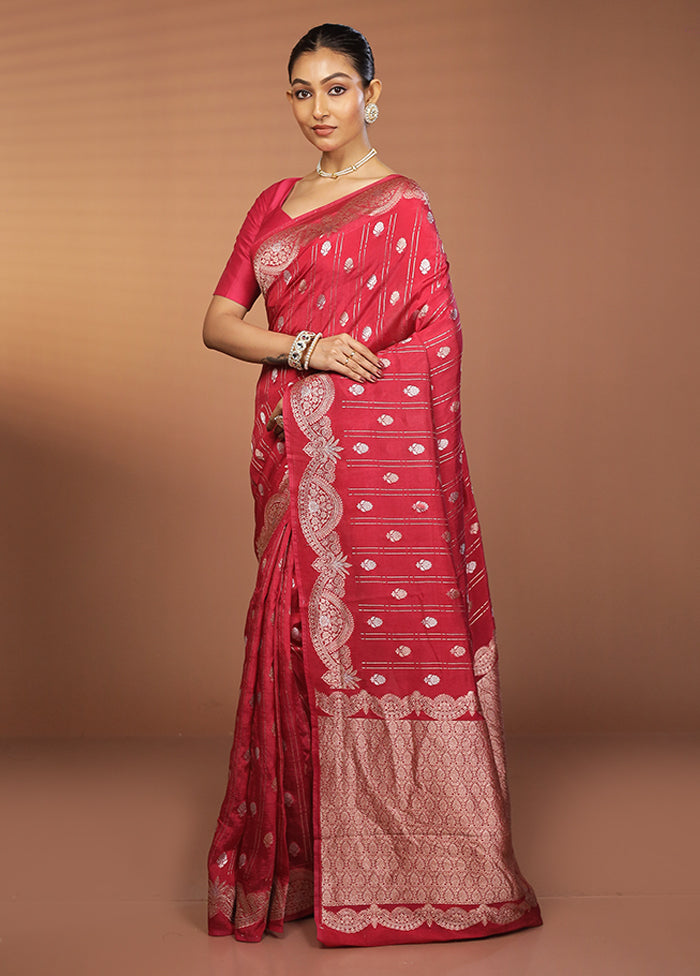 Pink Dupion Silk Saree With Blouse Piece