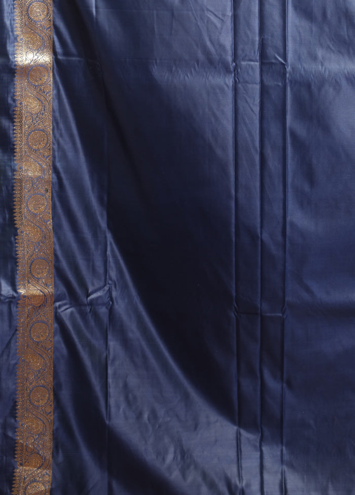 Blue Banarasi Silk Saree With Blouse Piece
