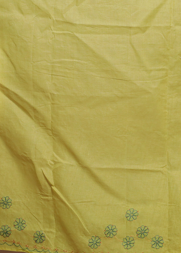 Yellow Chikankari Saree With Blouse Piece