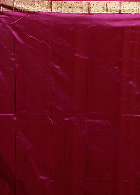 Purple Handloom Kanjivaram Pure Silk Saree With Blouse Piece