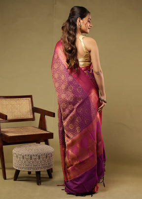Purple Dupion Silk Saree With Blouse Piece