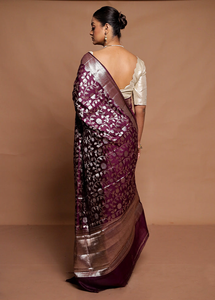 Purple Handloom Dupion Pure Silk Saree With Blouse Piece