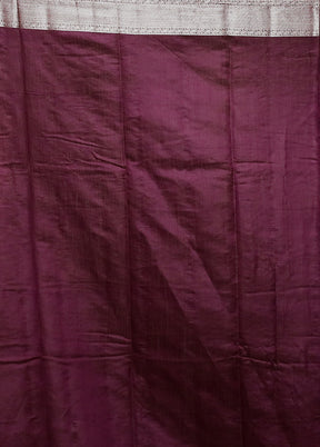 Purple Handloom Dupion Pure Silk Saree With Blouse Piece