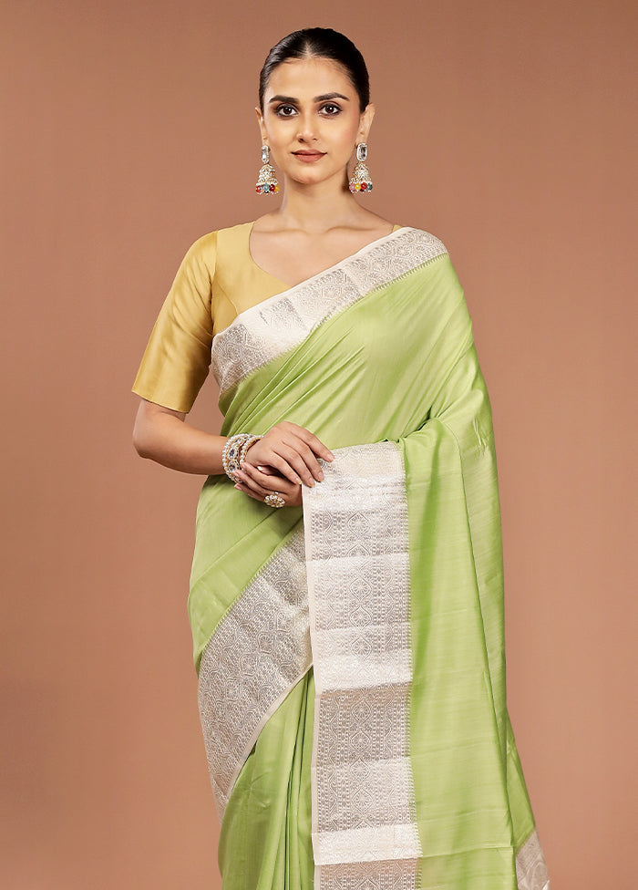 Green Handloom Dupion Pure Silk Saree With Blouse Piece
