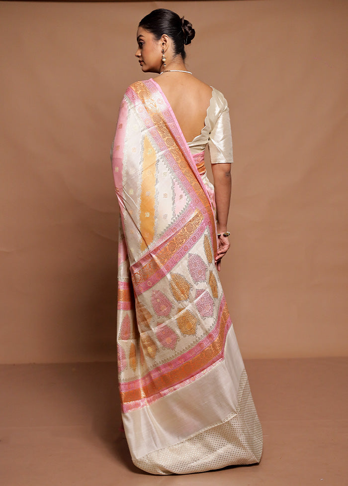 Cream Handloom Dupion Pure Silk Saree With Blouse Piece