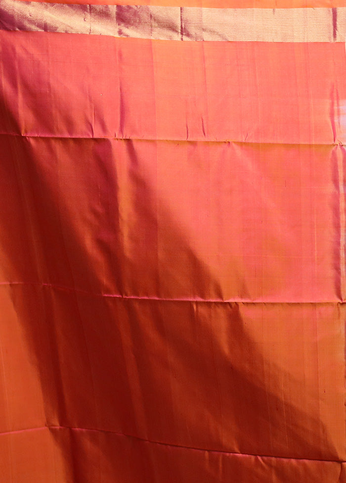 Multicolor Handloom Kanchipuram Pure Silk Saree With Blouse Piece