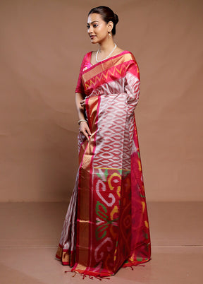 Multicolor Handloom Kanchipuram Pure Silk Saree With Blouse Piece