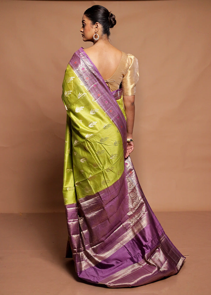 Green Dupion Silk Saree With Blouse Piece