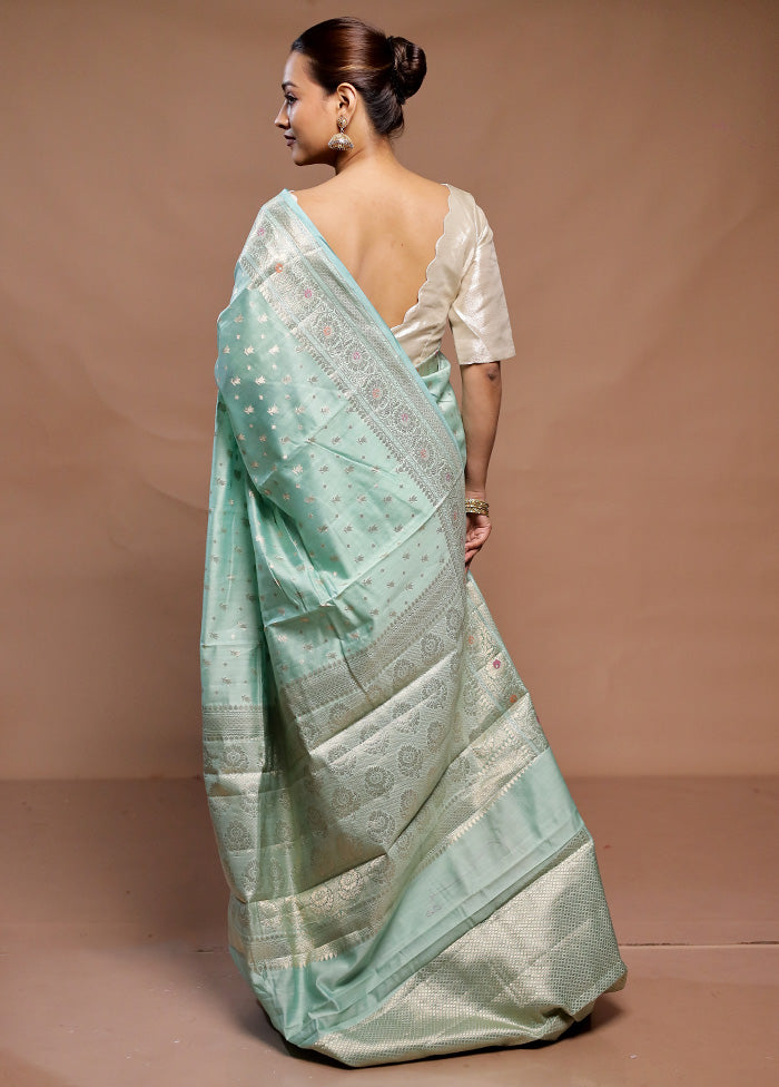 Green Dupion Silk Saree With Blouse Piece