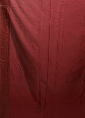 Maroon Dupion Silk Saree With Blouse Piece