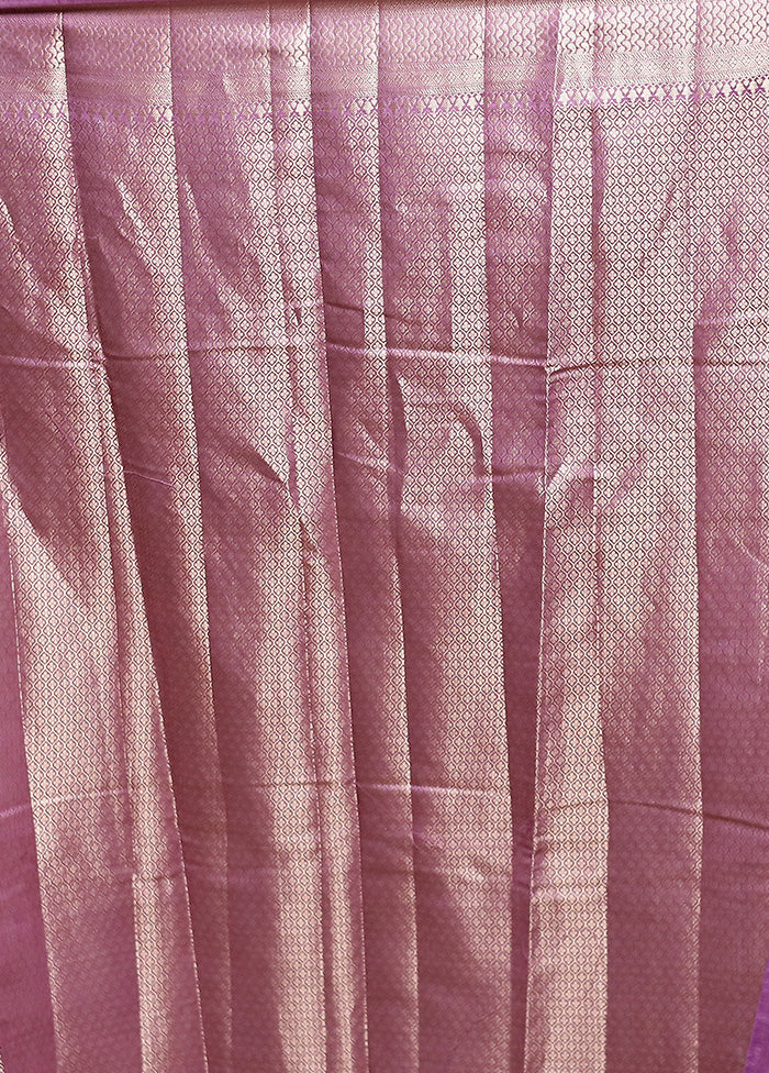Purple Handloom Dupion Pure Silk Saree With Blouse Piece