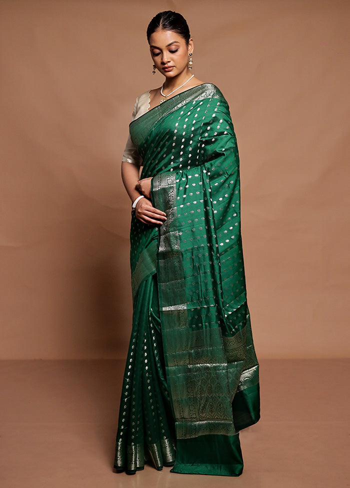 Green Handloom Dupion Pure Silk Saree With Blouse Piece