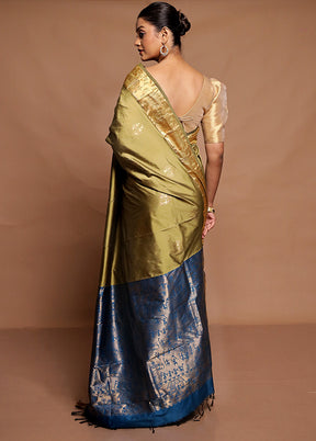 Green Kanjivaram Silk Saree With Blouse Piece