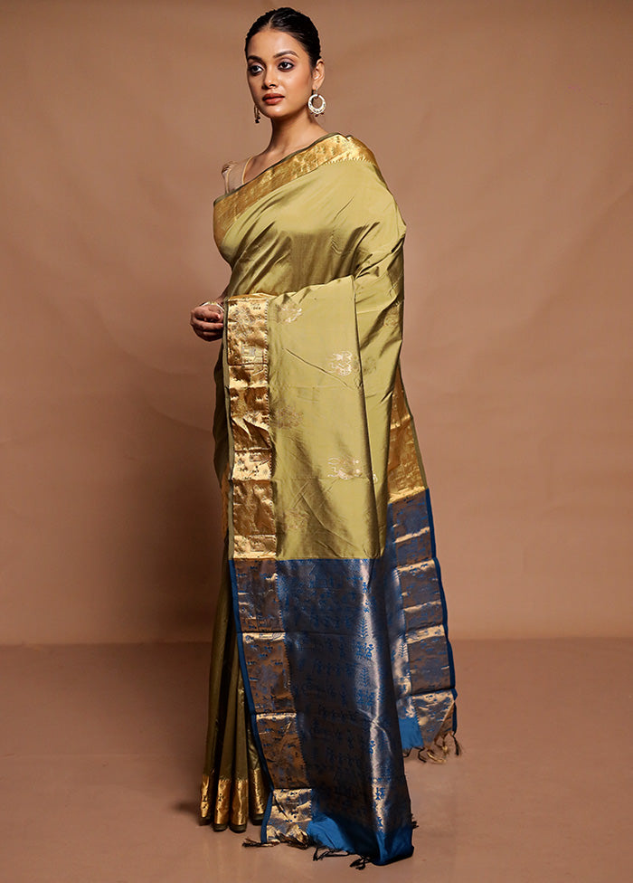 Green Kanjivaram Silk Saree With Blouse Piece