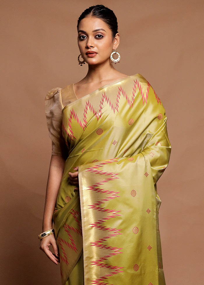 Green Kanjivaram Silk Saree With Blouse Piece