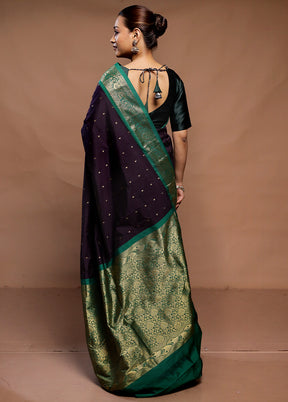 Wine Kanjivaram Silk Saree With Blouse Piece