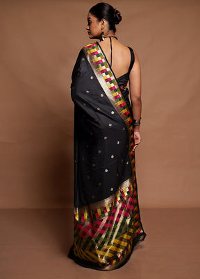 Black Dupion Silk Saree With Blouse Piece