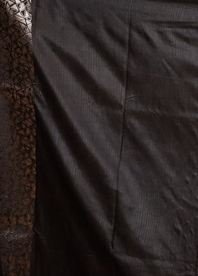 Black Dupion Silk Saree With Blouse Piece