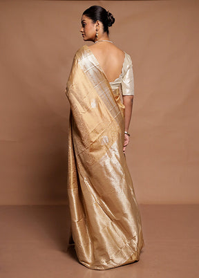 Golden Handloom Kanchipuram Pure Silk Saree With Blouse Piece